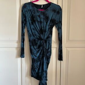 Young Fabulous Broke Tie-Dye Long Sleeve Twist Front Asymmetrical Mini Dress